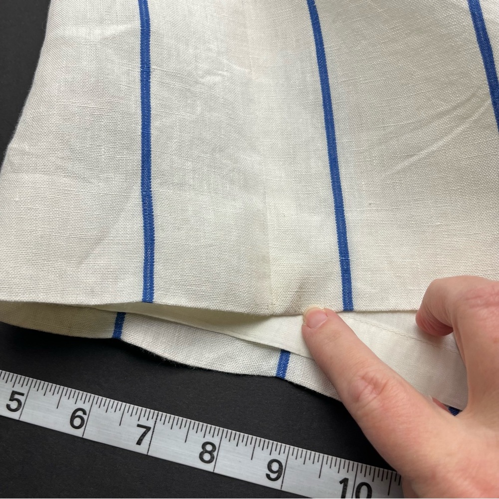 Lauren Ralph Lauren Linen Lined White Blue Striped Womens 8 Wide Leg Pant FLAWED - Picture 8 of 15